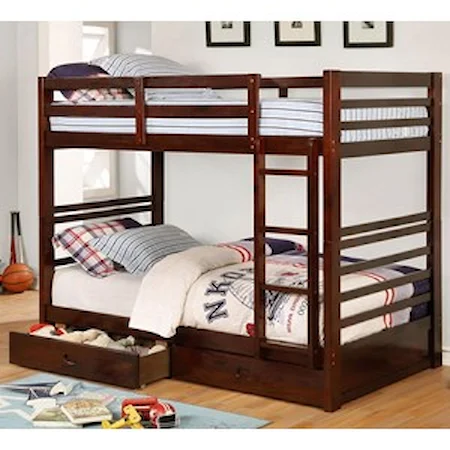 Casual Twin Over Twin Youth Bunkbed with Storage Drawers